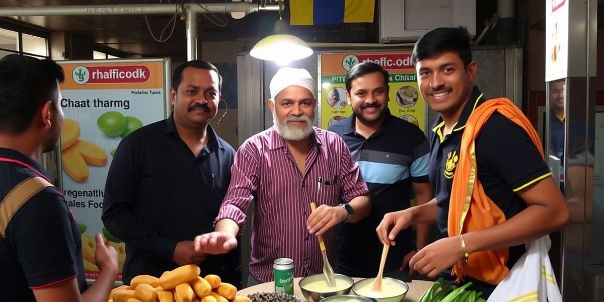 Chaat Charm Featured Vendor Famous Mumbai street food vendor featured in Chaat Charm posing with players